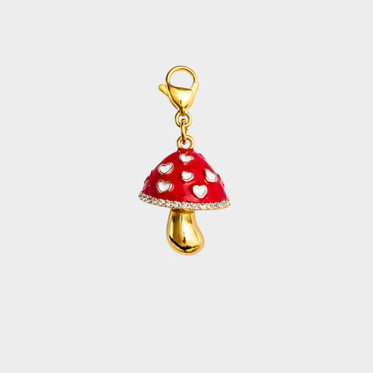 Heart Spotted Mushroom Charm