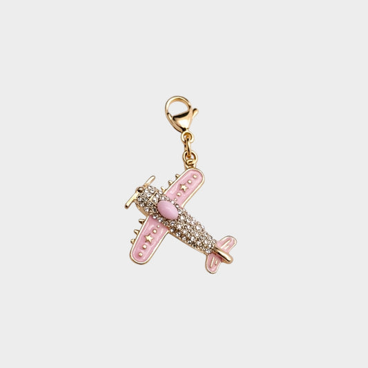 Pink Sparkle Airplane Charm