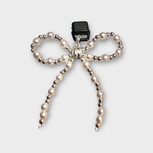 Pearl Beaded Bow Phone Charm